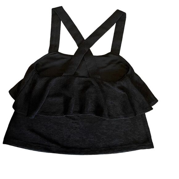 New Madewell Texture & Thread Tiered Crop Tank Top Black Crossback Women XS - Picture 3 of 8